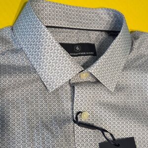 Hart Schaffner Marx gray  and White Geometric Dress Shirt